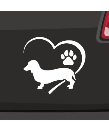 Shorthair heart sticker -6 sizes 21 colours- Dachshund Teckel Dachshund Short hair L-13x12cm 10-white