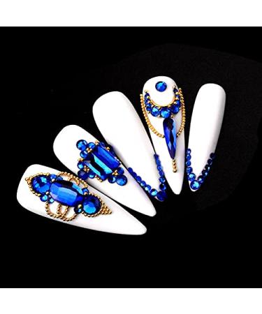 Yzzseven 600 Diamonds +2500 Rhinestones Mix - 20 Styles Flatback Crystals Set for Nail Art DIY (Blue) - Buy Online on GoSupps.com