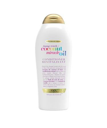 OGX Extra Strength Damage Remedy + Coconut Miracle Oil Conditioner for Dry Frizzy or Coarse Hair Hydrating & Flyaway Taming Conditioner Paraben-Free Sulfate-Free Surfactants 750 mL