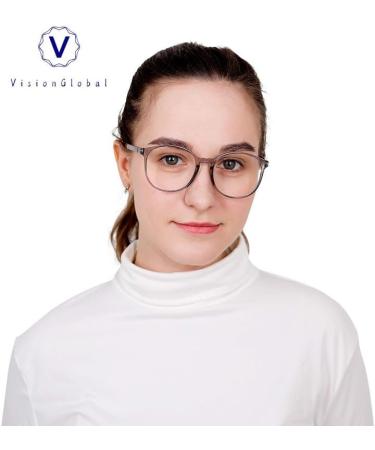 VisionGlobal Blue Light Blocking Glasses for Men & Women - Stylish Oval Frame Anti-Eyestrain Clear Gray 2.25x Magnification - Protect Your Eyes - Buy Online on GoSupps.com