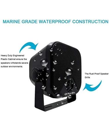 4 Heavy Duty Waterproof Marine Speakers - Surface Mounted for ATV, UTV, Golf Cart - Black - Buy Online on GoSupps.com
