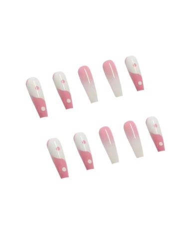 Runrayay Pink & White Press on Nails - 24Pcs Coffin Fake Nails for Nail Art & Manicure | Women's Acrylic Nail Decorations - Buy Online on GoSupps.com