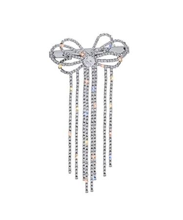 Rhinestone Hair Barrettes Rhinestones Tassel French Hair Barrette: Women Lady Girls Hairclip Elegant Butterfly Tassels Hairpin Fancy Hair Accessories Clips Tassel Hair Accessories