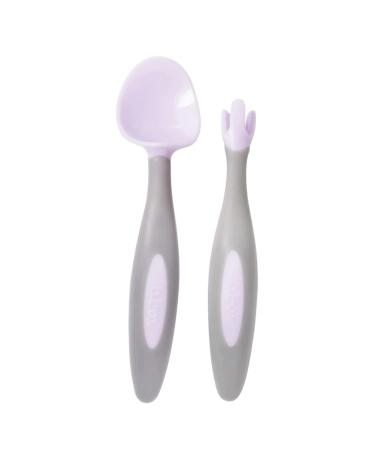 Toddler Cutlery Set with Uniquely Shaped Fork and Spoon (Boysenberry)