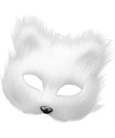 Packove Synthetic Fur White Fox Masks - 2 Piece Thermal Cosplay Half Face Costumes | Wolf and Tierkelzkatmasken Props - Buy Online on GoSupps.com