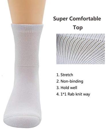 Copper Infused Diabetic Crew Socks - Super Stretch Comfort for Men and Women - 2 Pairs, White, Shoe 5-12 US - Buy Online on GoSupps.com