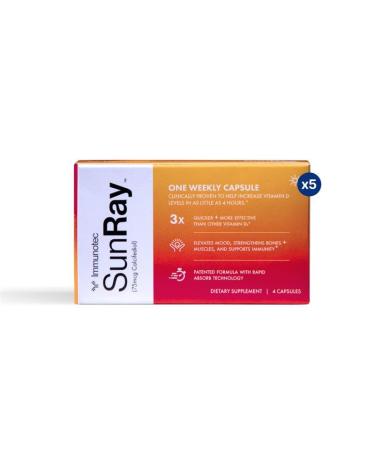 Immunotec Sunray Vitamin D 5-Month Supply Calcifediol 75 mcg Once a Week Dose Superior Absorption - Fast Acting