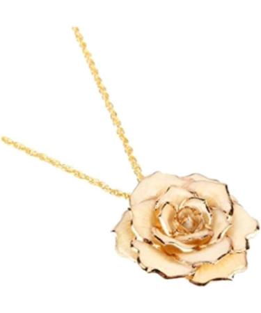 WIPPWER Gold Dipped White Rose Pendant Necklace - Perfect Valentine & Mother Day Gift for Women - Buy Online on GoSupps.com