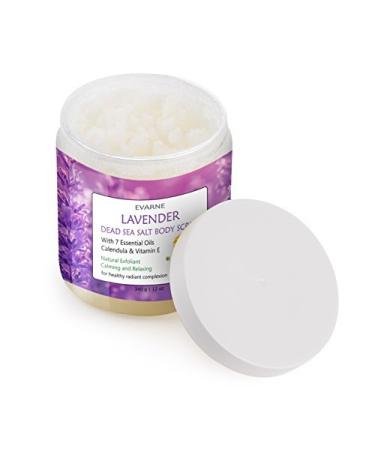 Evarne Lavender Dead Sea Salt Body Scrub with 7 Essential Oils, Calendula & Vitamin E - Buy Online on GoSupps.com