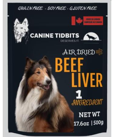 CanineTidbits Beef Liver Air Dried Dog Treats Bag I Single Ingredient 17.6 oz/ 500g