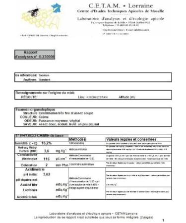 White Honey from Kyrgyzstan - Sainfoin Honey (To be tasted on bread) (175g) - Buy Online on GoSupps.com