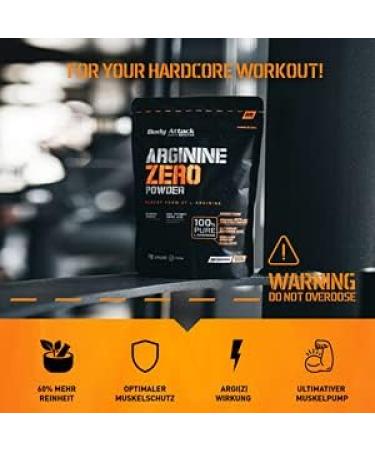 Body Attack Arginine Zero 500g - 100% Pure L-Arginine Powder | 5000mg High-Dose | Vegan Supplement for Athletes | Made in Germany - Buy Online on GoSupps.com