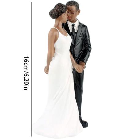Wedding Cake Topper Resin African American Couple Figurine Centerpiece Decorations for Wedding Anniversary - Buy Online on GoSupps.com