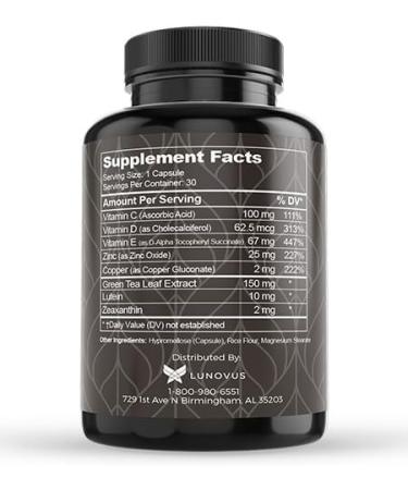 Visual Advantage Glucose II Eye Supplement - 1 Month Supply - AREDS 2 Formula with Vitamin D C E - Lutein & Zeaxanthin - Antioxidant Blend for Adults 50+ - Buy Online on GoSupps.com
