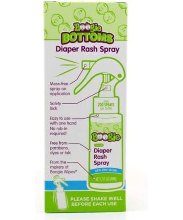 Boogie Bottoms Diaper Rash Cream Spray - Travel Friendly, No-Rub Application - Sensitive Skin - 1.7 oz - 200+ Sprays - Boogie Wipes Brand - Buy Online on GoSupps.com