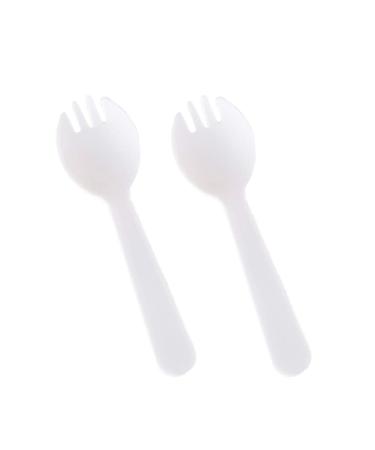 100 PCS Mini Plastic Spork Plastic Forks and Spoons Disposable 2 in 1 Sporks Plastic Disposable Sporks for Camping Picnics Parties and Weddings, Small, White