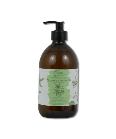 Cold Pressed Organic Pure Castor Oil 500 ml Glass Bottle with a Pump Vegan BP Grade Hexane Free Non-GMO