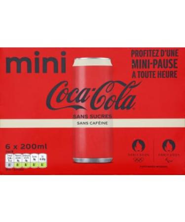 Coca-Cola Slim Mini Cans without sugar and caffeine - Box of 6x20cl