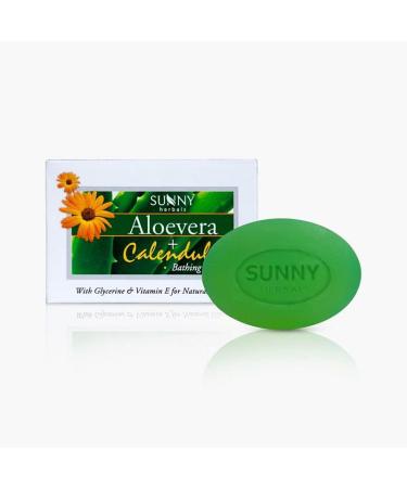 (Pack of 3) Bakson Sunny Herbals Aloevera + Calendula Bathing Bar (75gm Each) - Healing and Soothing Skin Care by Venus.Exports - Buy Online on GoSupps.com