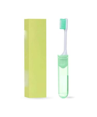 Suicra toothbrush Portable Folding Toothbrush Super Soft Bristle Traveling Toothbrush Fold Travel Camping Hiking Outdoor Easy Take Teethbrush (Color: Green) Green