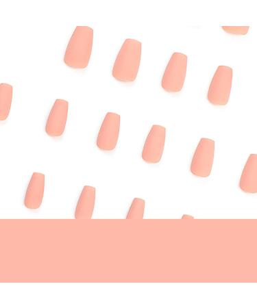 Mouyouglow Press on Nails - Ballerina Nude Rosa Monochrome Fake Nails with Glue | Natural Pink Solid Artificial Fingernails W4 - International Shipping Available - Buy Online on GoSupps.com