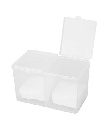Cimenn 2 Grids Cotton Pads Swab Container Nail Polish Glitter Powder Organizer Storage Box