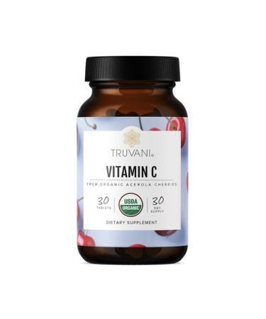 Truvani Vitamin C | USDA Organic | High Absorption Antioxidant Supplement Higher Bioavailability Immune System Support | Made with Real Food | 30 Servings w/ Acerola Cherries