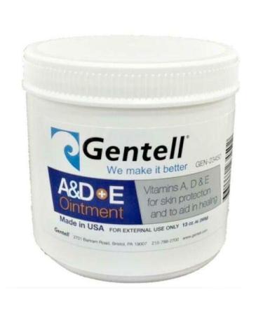 A & D Plus E Ointment  Gentell - 13 Oz. Jar - Medicinal Scent Ointment  Skin Protectant | A+D & E Vitamins First Aid | Seals Out Wetness | Helps Prevent Baby Diaper Rash - Pack of 1