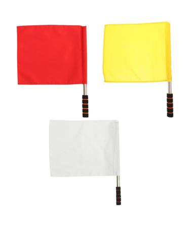Yardwe 3pcs Hand Flags Traffic Safety Flags Sports Referee Flags Track and Field Training Flags Performance Linesman Official Flag for Soccer Volleyball Football