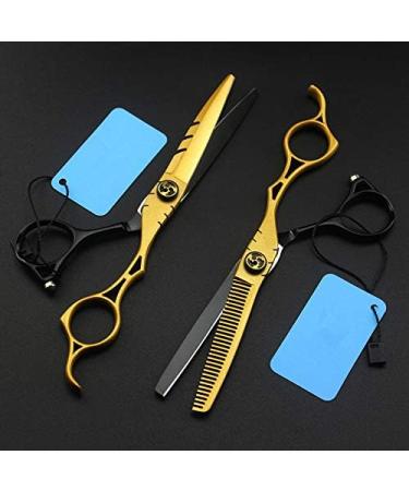 Hair Cutting Scissors 6 Inch Professional Japan Steel Gold Hollow Hair Scissors Haircut Thinning Barber Makas Hair Cutting Shears Hairdressing Scissors Set - Buy Online on GoSupps.com