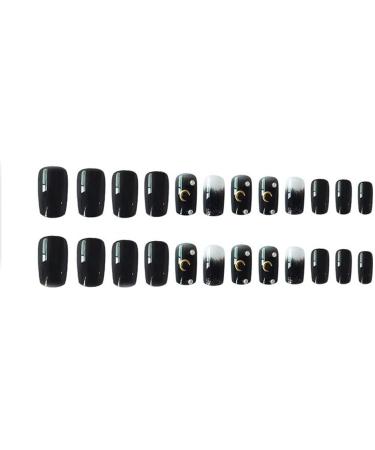 Press on Nails 3 Sets Black Star Moon Smudge Fake Nail Self-Adhesive Nail Stickers Artificail Nails for Women Girls (Color : Black) (Color : Black) (Black) - Buy Online on GoSupps.com