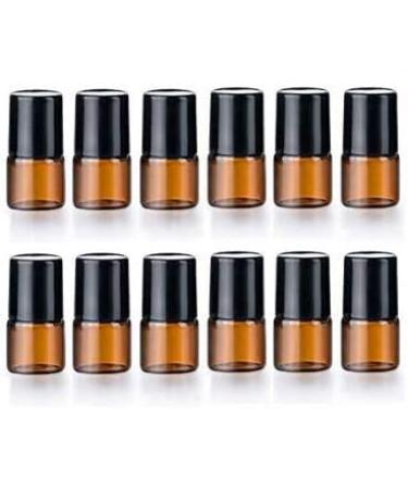 12 Pack Mini Amber Glass Bottles - Portable 2ml Cosmetic Containers for Travel Samples Essential Oils & Perfumes - Buy Online on GoSupps.com