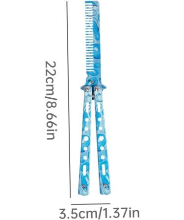 Butterfly Knife Comb Stainless Steel Comb Trainer Unsharpened Slice Butterfly Training Comb for Beginner Aqua Blue - Buy Online on GoSupps.com