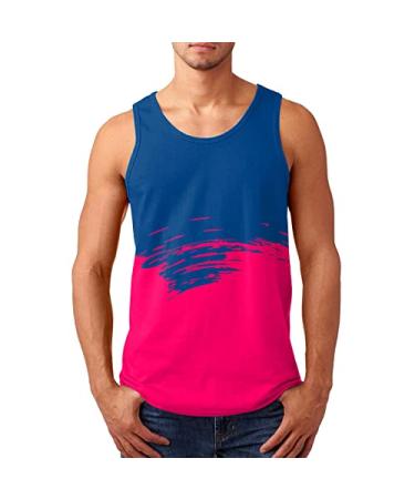 Men's Tank Top Shirts Sleeveless Tank Tops Hawaii Summer Tropical Vacation Print Shirts Loose Fit Tank Top Blouse XX-Large Blue