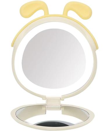 HURRISE Lighted Mirror Lightweight Mirror with Lights Travel Mirror 3000mAh USB Power Bank Compact Mirrors Travel Use for Home Use Touch Up Daily Use (Yellow) - Buy Online on GoSupps.com