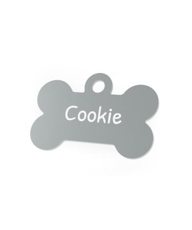 ENGRAVO Dog Tag Bone Silver with Engraving and 2 Key Rings Small 32mm Silver