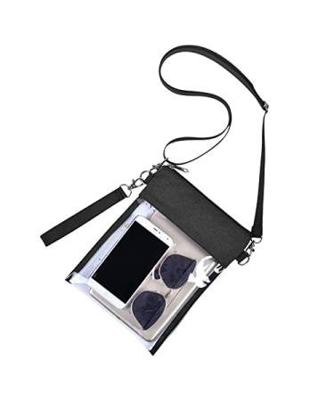 USPECLARE Clear Crossbody Purse Bag Stadium Approved,Clear Bag with Adjustable Shoulder Strap Clear Black