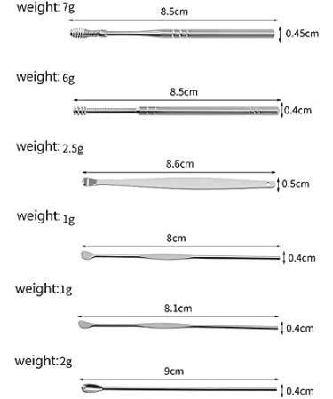 OvOHapia 6PCS Spring Ear Wax Cleaner Tool Set - Stainless Steel Ear Pick Removal Kit for Ear Curette - Unisex Ear Remover Tool (Black) - Buy Online on GoSupps.com