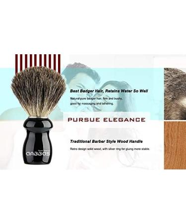 Anbbas Pure Badger Hair Shaving Brush - Black Wooden Handle for DE Safety Razor - Men's Wet Shave Set - Buy Online on GoSupps.com