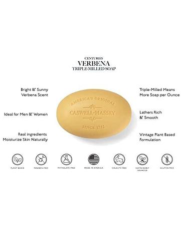 Caswell-Massey Verbena Bar Soap - Triple Milled, Scented & Moisturizing - Made in the USA - 5.8 oz - For Men & Women - Buy Online on GoSupps.com