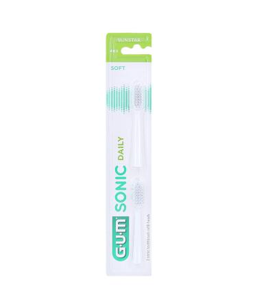 GUM SONIC DAILY replacement brush heads white 2 pieces