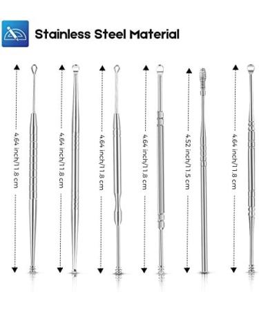 RONTEN 6pcs Ear Pick Earwax Removal Kit - Stainless Steel Ear Cleaning Tools with Storage Box and Cleaning Brush - Silver - Buy Online on GoSupps.com