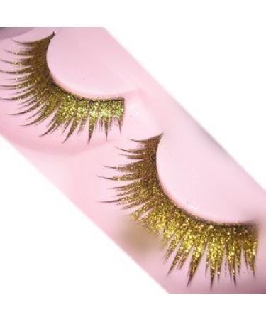 Shiny Long and Thick Exaggerated False Eyelashes Extension for Women Girls Cosplay Fancy Ball Halloween (Gold) 1 Count (Pack of 1)