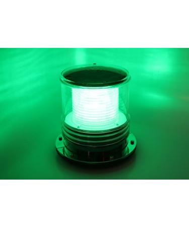 Solar Dock Warning Light - Waterproof Solar Dock Lighting - Green LED Constant On or Flashing 360 Degree Lighting