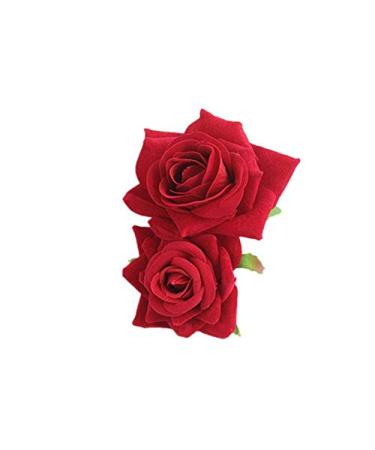 Red Rose Flower Hair Clip Comb - Bridal Wedding Hair Accessory for Girls and Women - Buy Online on GoSupps.com