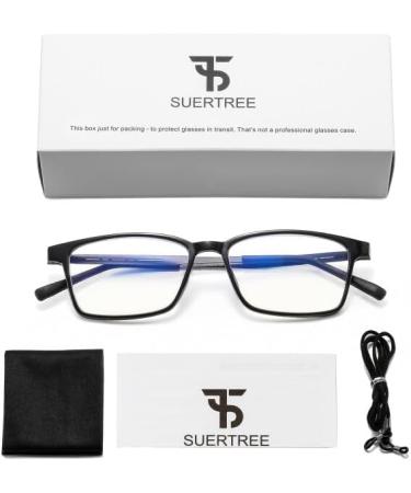 Suertree 2.0x Reading Glasses for Men - Blue Light Filter TR90 Optics Classic Business Style Anti-Blue Visual Aid in Black - Buy Online on GoSupps.com