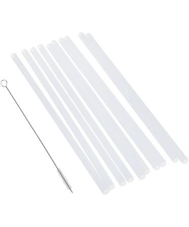 Set of 20 Hard Plastic Straws Reusable Clear Transparent Straight Drinking Straws with 1 Cleaning Brush - Buy Online on GoSupps.com