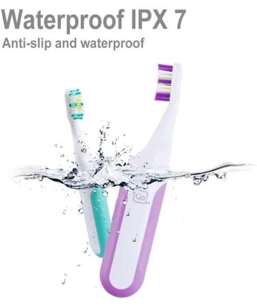 AD-BCRBgen Portable Electric Toothbrush for Adults - Waterproof Travel Toothbrush with 2 Replacement Heads - Green Battery Holder - Buy Online on GoSupps.com