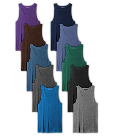 Andrew Scott Basics Boys' 10 Pack Color A-Shirt Sport Tank Top Undershirts 10 Pack - Assorted Color Pk1 Small