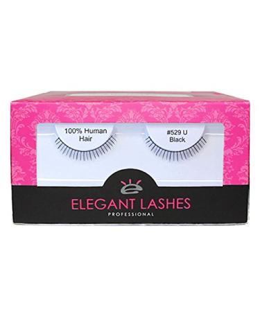 Elegant Lashes #529 Black False Eyelashes (Pro Dozen Pack - 12 Pairs) | Extra-Short 100% Human Hair Under Lashes for Bottom/Lower Lashes Pro Dozen Pack (12 Pairs)